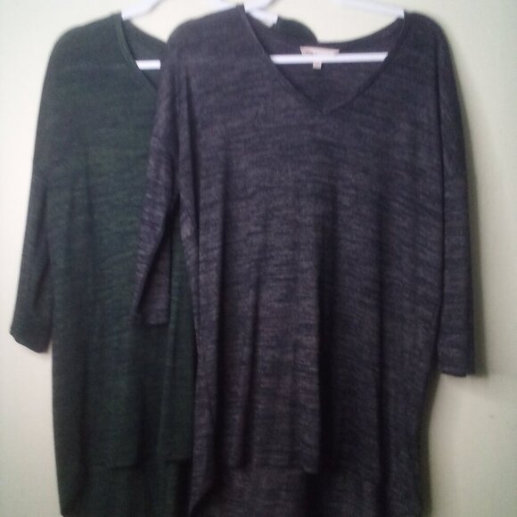 Philosophy Shirt L Women Lot o 2 3/4 Sleeve Soft Stretch Green Black - Picture 16 of 16
